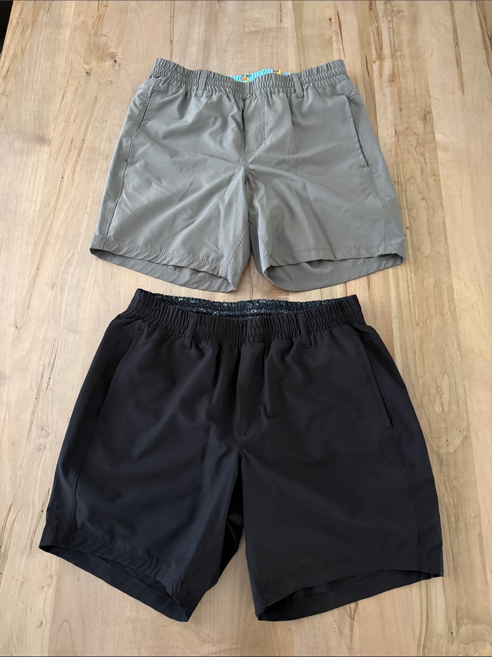 Men's Athletic Elastic-Waist Shorts - Black and Gray
